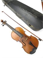 Antique Violin With Case And Bow