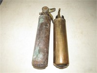 TWO ANTIQUE BRASS FIRE EXTINGUISHERS