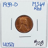 1939-D  Lincoln Cent   MS-64 RD