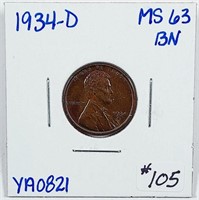 1934-D  Lincoln Cent   MS-63 BN