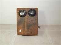 Antique Oak Wall Phone Ringer Box Western Electric