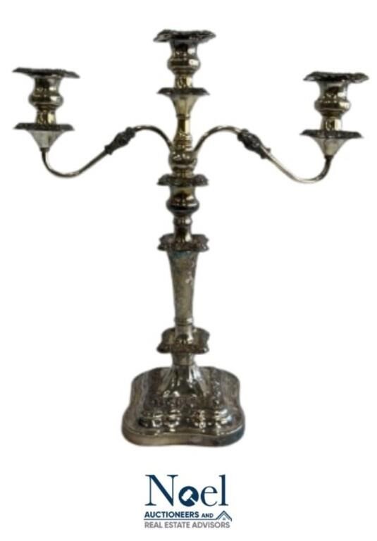 Antique Silver Plated Georgian 3 Arm Candelabra