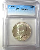 1969-D Kennedy ICG MS66+ LISTS $1450