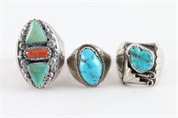 Lot of 3 Mens Navajo Rings