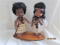 Pair Of New Zealand Aboriginal Maori Dolls