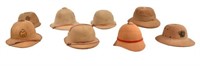 Collection of 8 British & American Pith Helmets