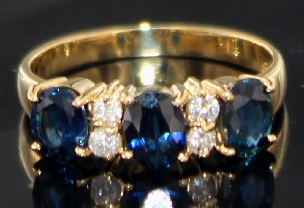 18kt Gold 1.55 ct Natural Sapphire & Diamond Ring