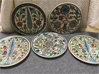 Set of 5 Floral Faience Plates
