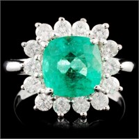 18K Gold 2.46ct Emerald & 0.81ctw Diamond Ring