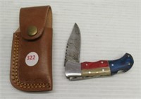 Hand Made Damascus Steel Pocket Knife with Custom