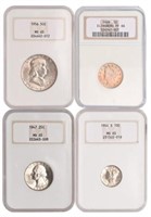 (Four) US Silver Coins 5 Cent - 50 Cent