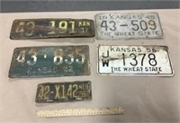 4 Kansas License Plates 1937,42,49,56 & 1