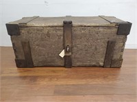 Antique Wooden Chest with Metal Accents