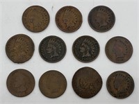 (11) 1900-1907 Indian Head Pennies (2 Unmarked)