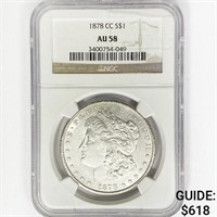 1878-CC Morgan Silver Dollar NGC AU58