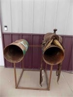 Vintage Double Barrel Saddle Rack w/Saddle