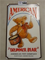 American Drummer Bear Tin Sign