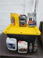 Assorted automobile lubricants and coolants,