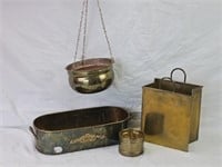 Group of 4 Brass Planters