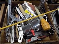 BOX LOT OF KITCHEN UTENSILS, LOT OF VARIETY