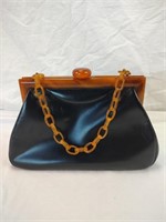 Vintage Patent Leather and Bakelight Handbag by
