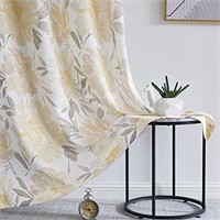 West Lake Floral Curtain Panels Yellow White