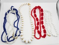 RED WHITE AND BLUE NECKLACE LOT: NAPIER