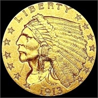 1913 $2.50 Gold Quarter Eagle CLOSELY