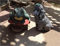 Cement frog and dog