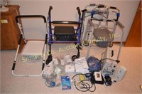 Misc Medical Lot - Walkers, Bed Rail, Nebulizer,