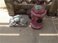 Cement fire hydrant and dog