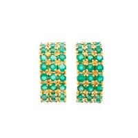 Plated 18KT Yellow Gold 2.25ctw Green Agate Earrin