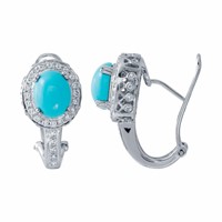 14KT White Gold 3.66ctw Turquoise and Diamond Earr