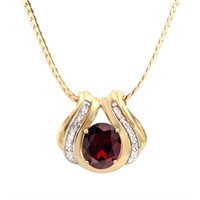 Plated 18KT Yellow Gold 5.00ct Garnet and Diamond