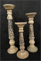 Three (3) Varying Height Candle Holders - India