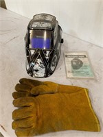 Auto darkening helmet and welding gloves
