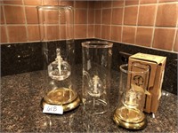 Set of 3 glass Wolfard Oil Lamps