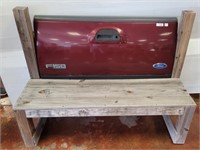 WOODEN BENCH W/ FORD F150 TAILGATE BACK