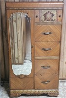 Vtg Art Deco Waterfall 5 Drawer Wardrobe