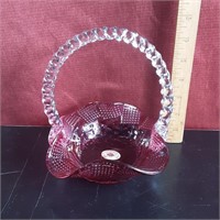 Rossi cranberry glass basket