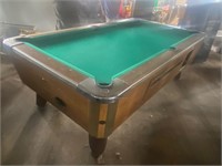 coin op pool table and light included