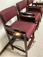 3 pool hall chairs with cupholders