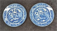 2 Vintage Small Blue Willow Japanese Plates A