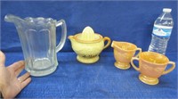 fire king cream & sugar -antique milk pitcher -