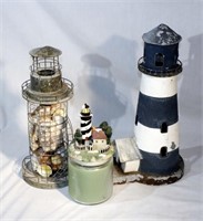 3 Light House Candle and Holders