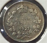 1921 Canada 5 cent coin / token see desc