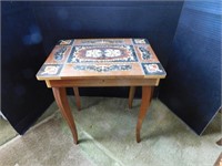 Italian Inlaid Wood Music Box Table