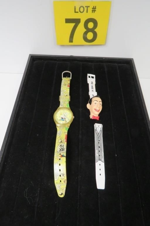 Pee Wee Herman & Popeye Vtg Willis Watch