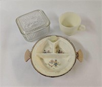 Fire King Cup, Refrigerator Dish, Child's Plate