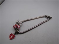 Cute Vintage Sterling Silver Bracelet & Charms